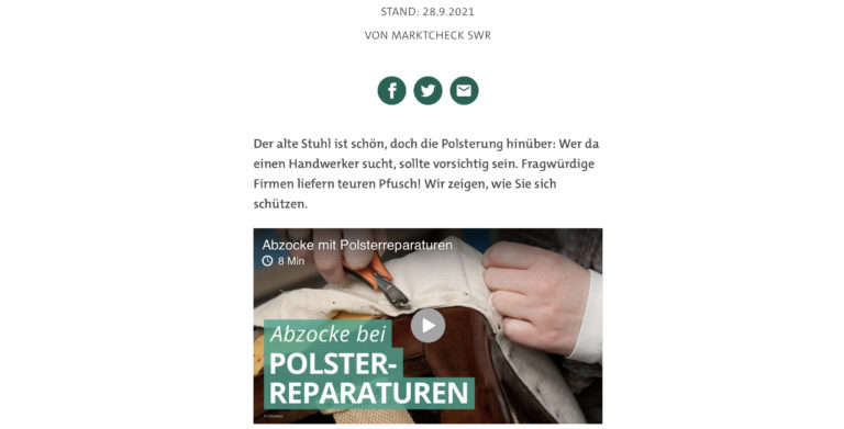 Read more about the article Teurer Pfusch – Abzocke mit Polsterreparaturen